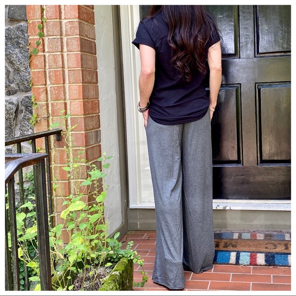 Charcoal Wide leg Fold Waist Pants With pockets - Picture 4 of 7